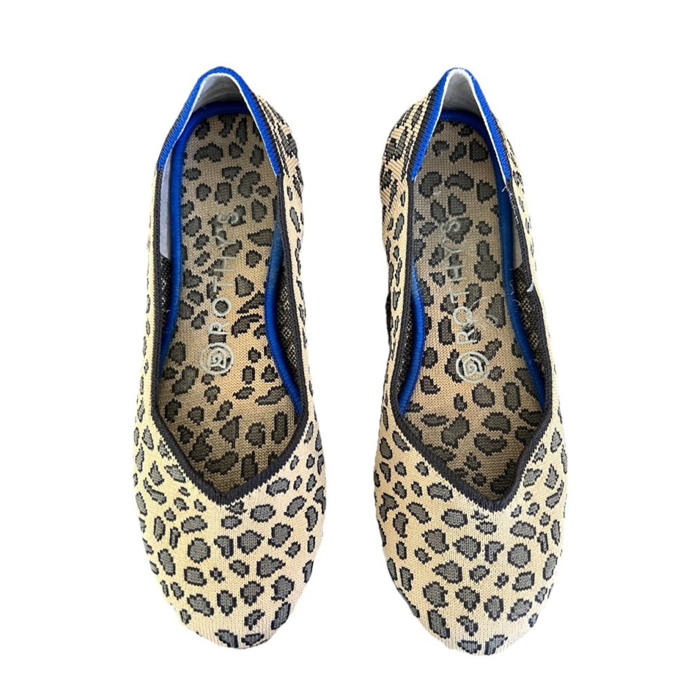 ROTHY’S RETIRED LEOPARD SPOTTED ROUND TOE FLATS SIZE 7.5 ( NO BOX ) INSOLE GLUE
